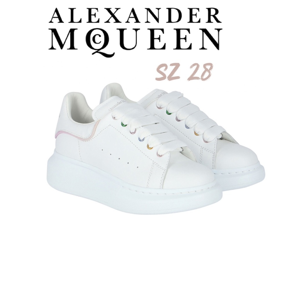 ALEXANDER MCQUEEN sz 28 Girls White Logo Trainers